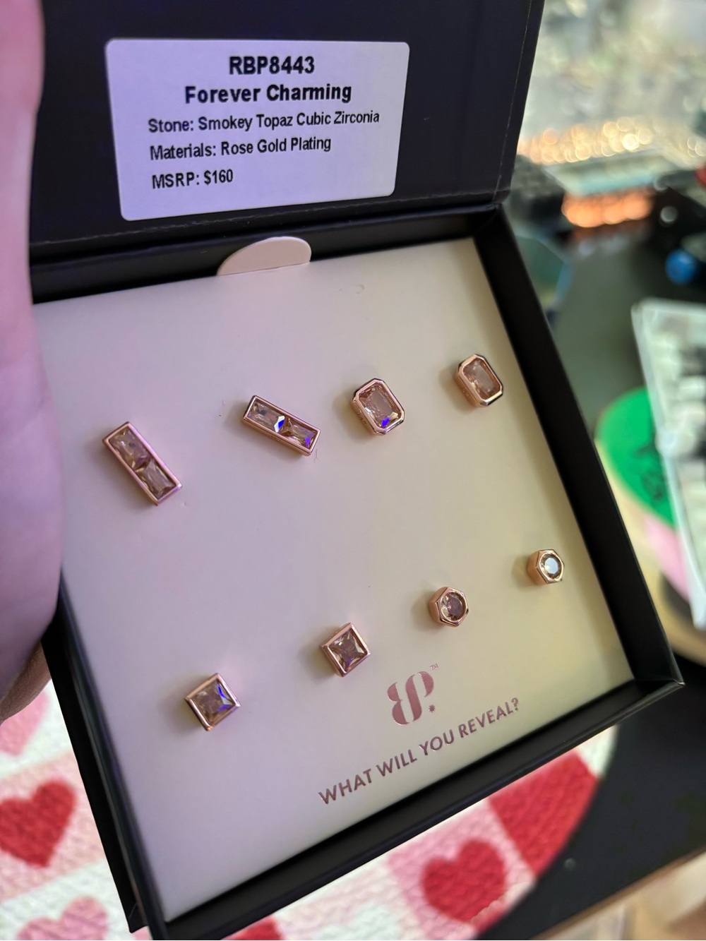 Forever Charming Rose Gold Smokey Topaz Stud Earring Set